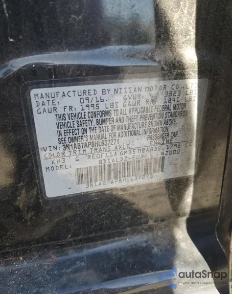 2017 Nissan Sentra S z USA, uszkodzony, nr VIN 3N1AB7AP8HL637271